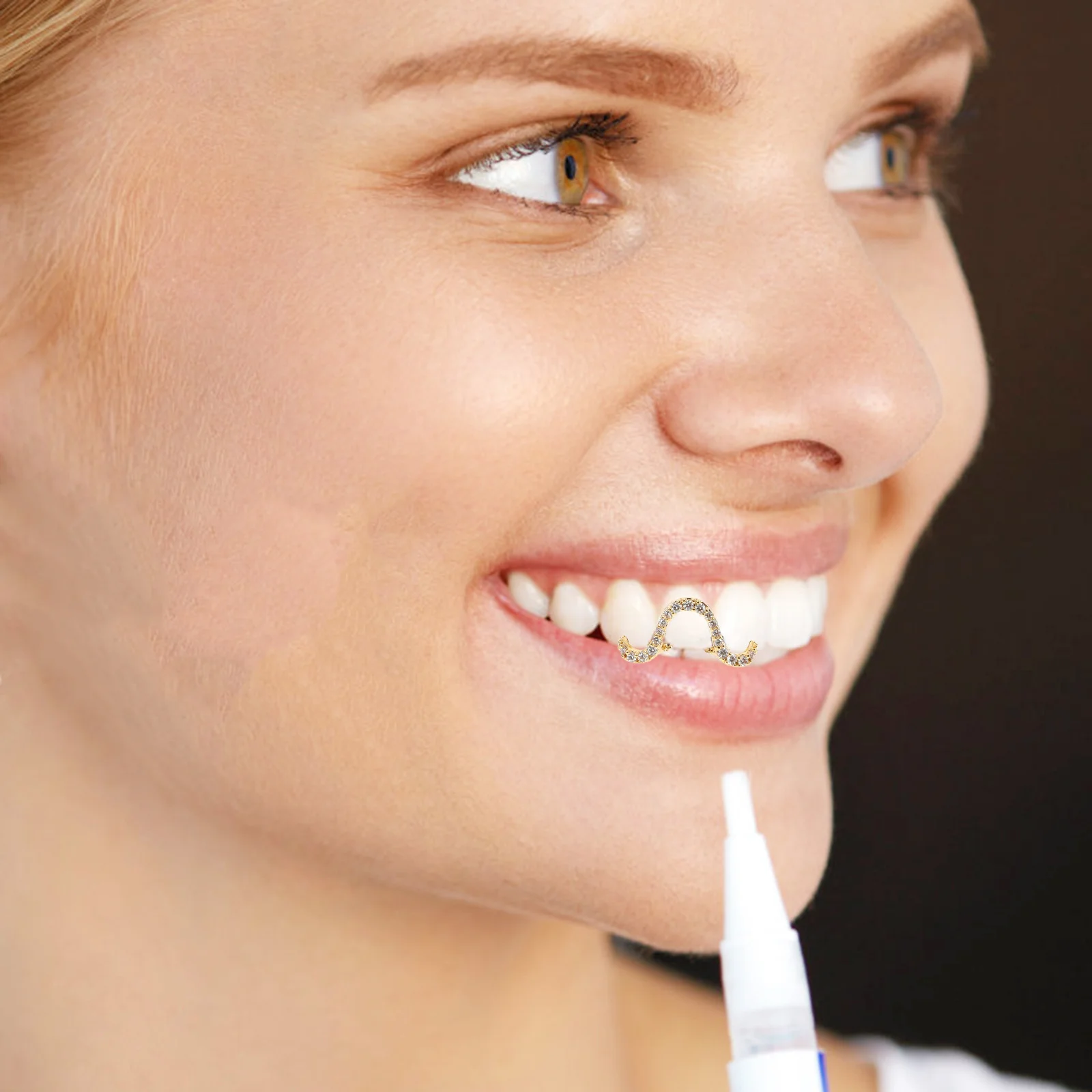 

Zircon Wave Shaped Glossy Single Tooth Cap Elegant Golden Grills Teeth Jewelry Prom Party Costume Accessories Gold Grills