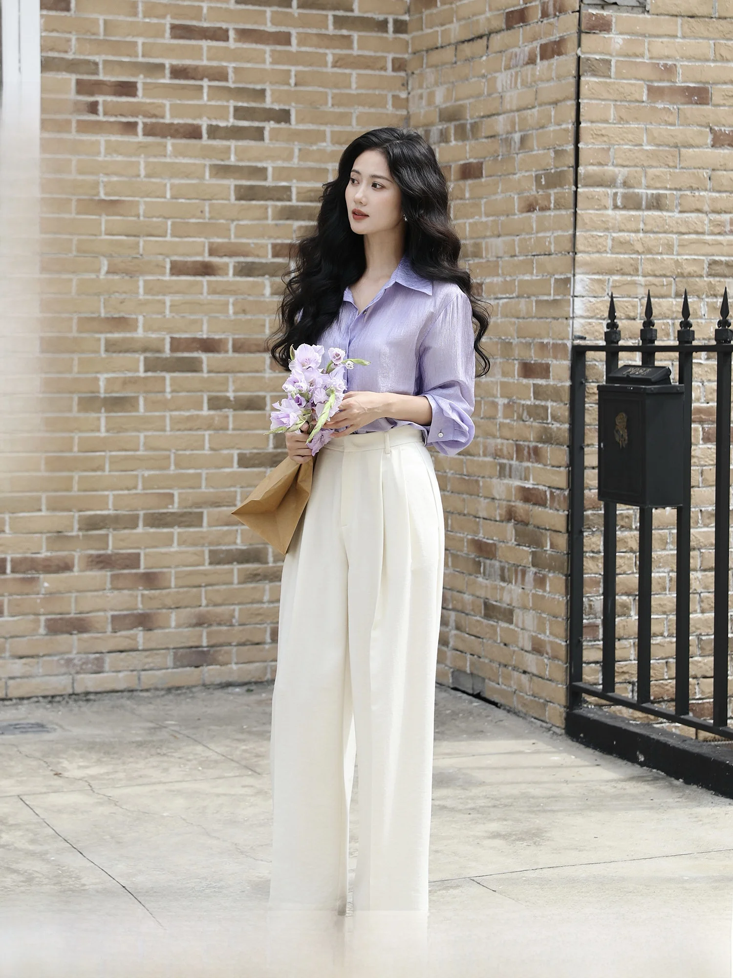 

Женские летние повседневные брюки с высокой талией, прямые, свободные, широкие, для офиса, TAIYANGOFFICE