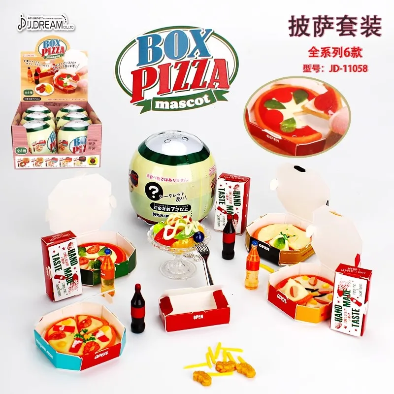 J.DREAM Cute Japan Gashapon Kawaii Anime Box Pizza Food Set Miniature Model Figure Doll Decor Capsule Toys Gift