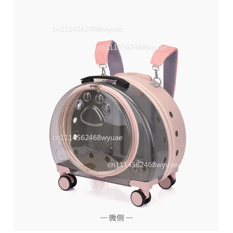 High Quality Travel Products Transparent Pet Dog Cat Backpack Carrier Bag with Wheels Pet Trolley