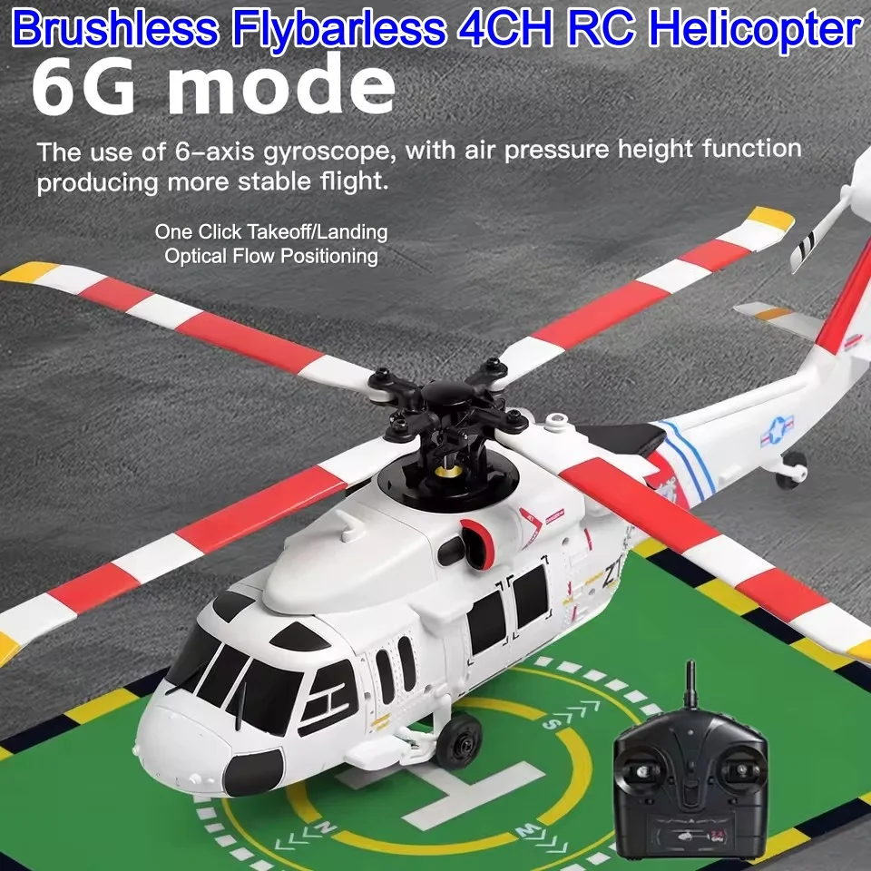 6G 6-Axis Gyroscope Brushless RC Helicopter 2.4G 4CH Altitude Hold Optical Flow Flybarless Remote Control Helicopter Airplane