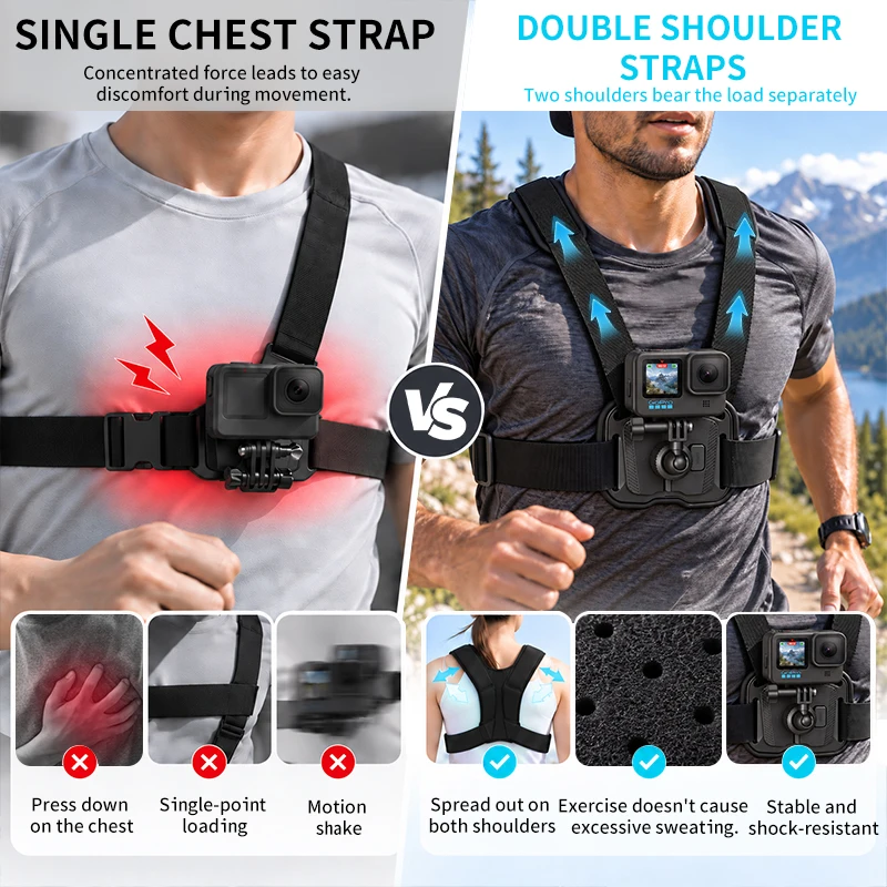 Supporto da petto per fotocame - Action Camera Chest Strap Harness Mount recensione e prezzo