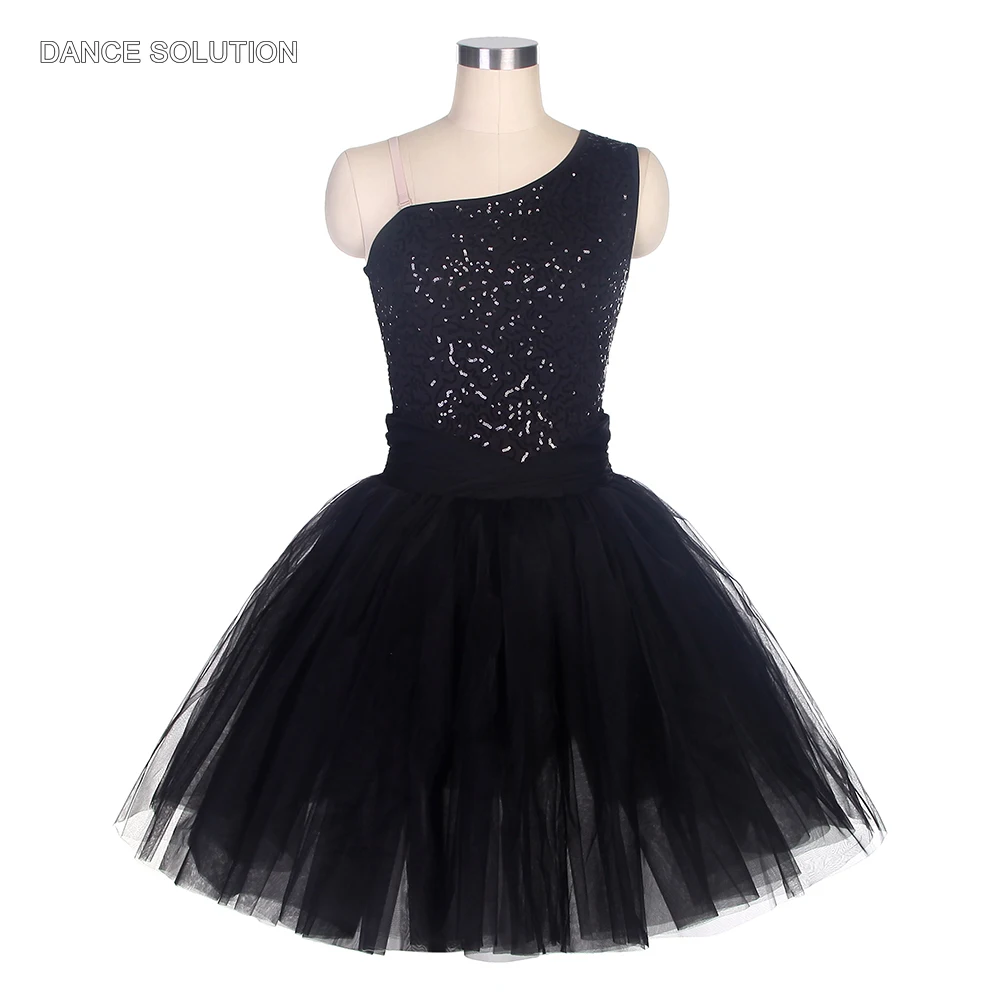 

Black Sleeveless Sequin Spandex Bodice with Tulle Skirt Ballet Dance Dress Adult Child Performance Costumes Romantic Tutu 20047