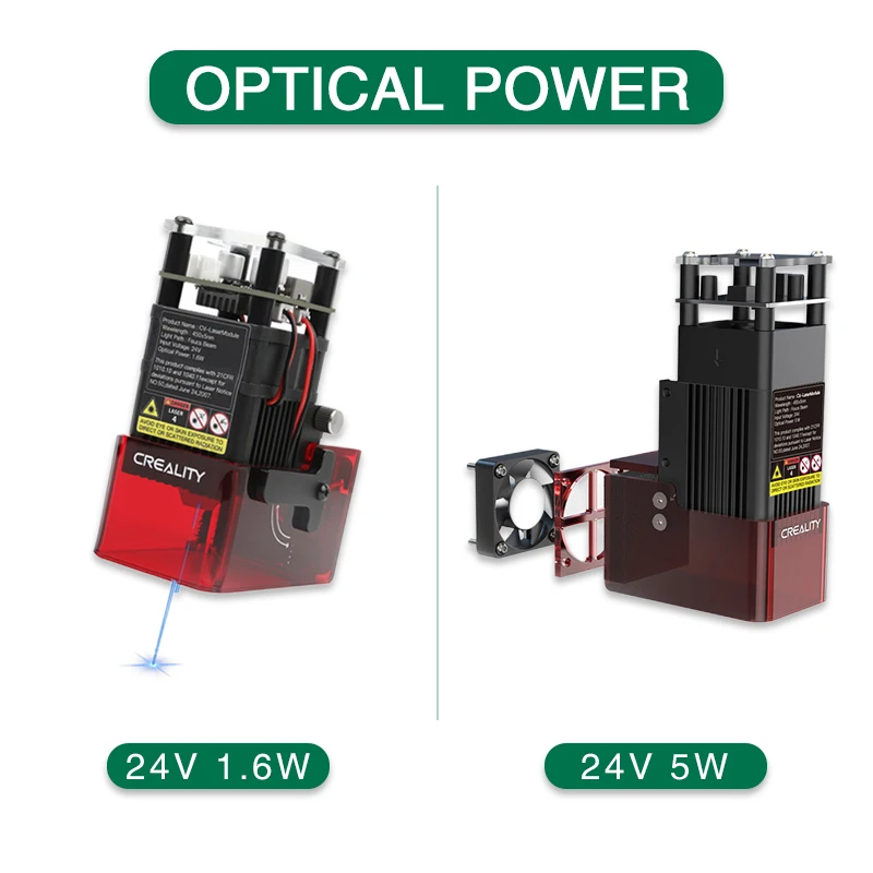 Modulo Laser per incisione CV-Laser Creality 24V 1.6W/5W assorbimento di fuliggine con messa a fuoco precisa per stampanti Ender 3 S1Ender 3 S1 Pro