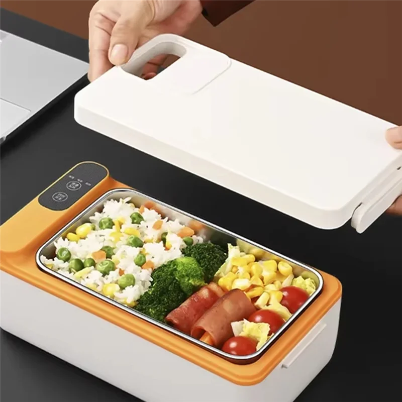 AT28-Электрический ланч-бокс из нержавеющей стали — большой емкости, портативный для офиса и автомобиля, самонагревающийся, идеально подходит для путешествий и работы