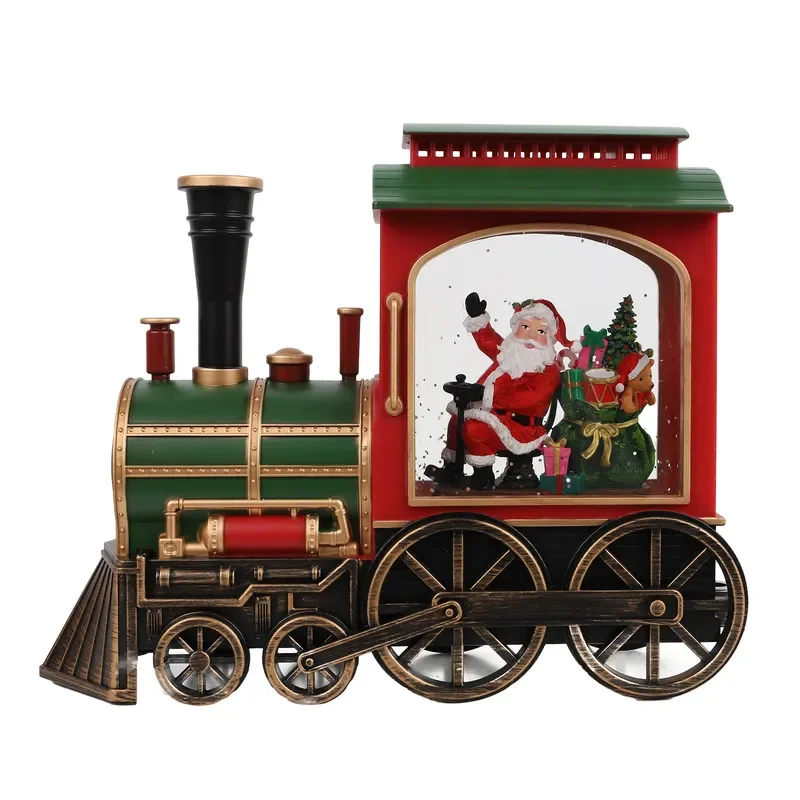 Christmas Train Model Decoration Creative Ornament Snow Music Bell Atmosphere Luminous Gift