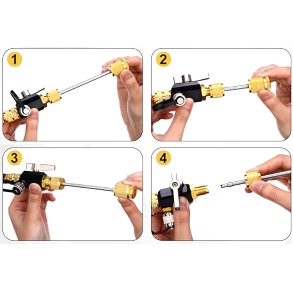 Vacuum Rated Valve Core Removal Tool Set Brass HVAC Repair Wrench Kit For R410A ForR22 ForR134A ForMini For Split A/C Service