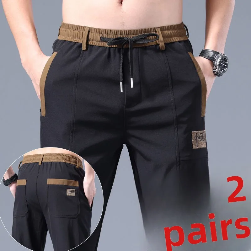 

Men's Casual Spor Sweatpants Workwear Sle Summer Long Pants Elastic Waist mid Waist Slim Fit Straight Leg Casual Trousers