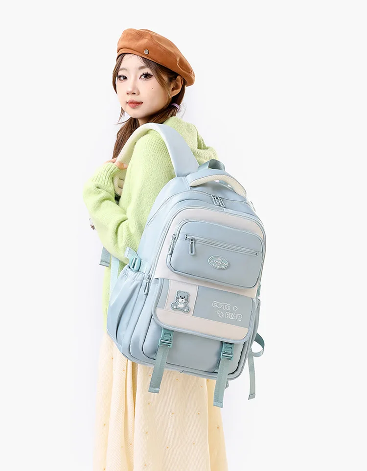 Cute Bear High School Student School Bag for Girls Large-capacity Waterproof Bookbag College Student Backpack for Laptop