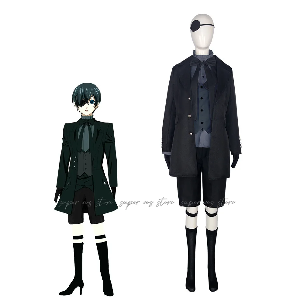 أنيمي الأسود بتلر ألويس ترانسي تأثيري حلي الشيطان موحدة هالوين الكبار رجل امرأة البدلة معطف السراويل قميص التعادل سترة #2