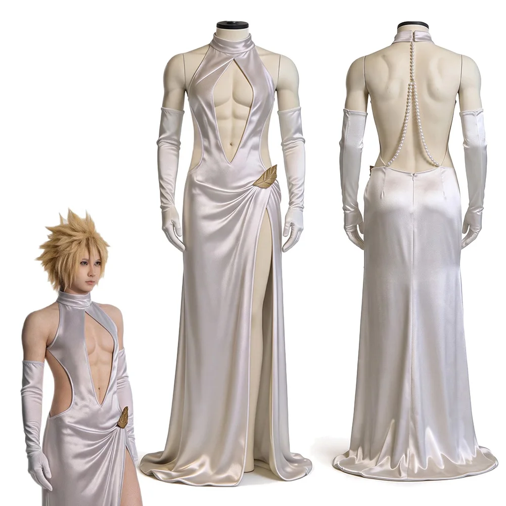 FF7 Cloud Strife Cosplay Fantasy White Dress Anime Game Fantasy of Final VII Men Women Costume Disguise Halloween Female Outfits
