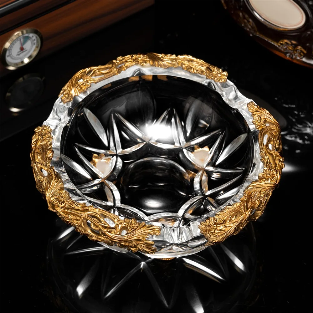 New Arrival Big Diameter Cigar Ashtray Custom Logo Crystal Glass Cigar Ashtray