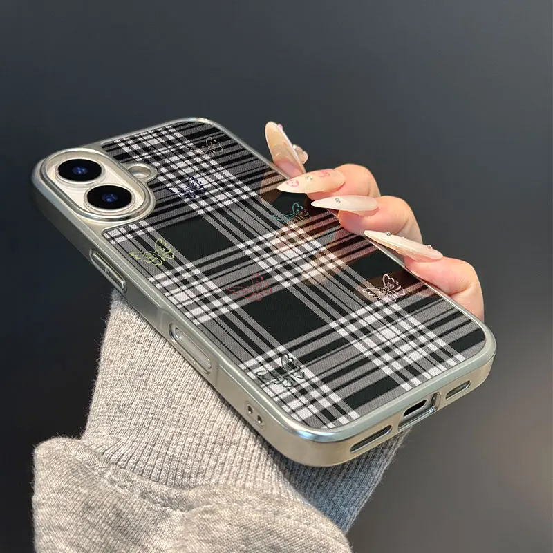 فراشة سوداء ورمادية نمط متقلب آيفون 11/12/13/14/15/16/17 برو ماكس الهواء زائد الايبوكسي جراب هاتف بولي TPU مكافحة الإفلات #3