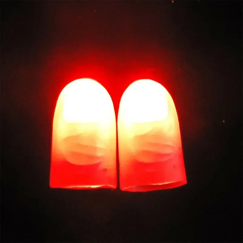 2Pcs Magic Light Up Finger Fingers LED Tricks Thumb Props Christmas Christmas Festival Party Novelty Funny Toys