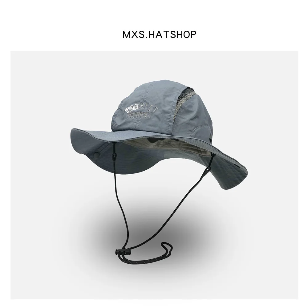 

Outdoor Fishing Cap Breathable Mesh Sunshade Hat Quick Dry round Top Thin Camping Style for Women Casual Embroidered Hat