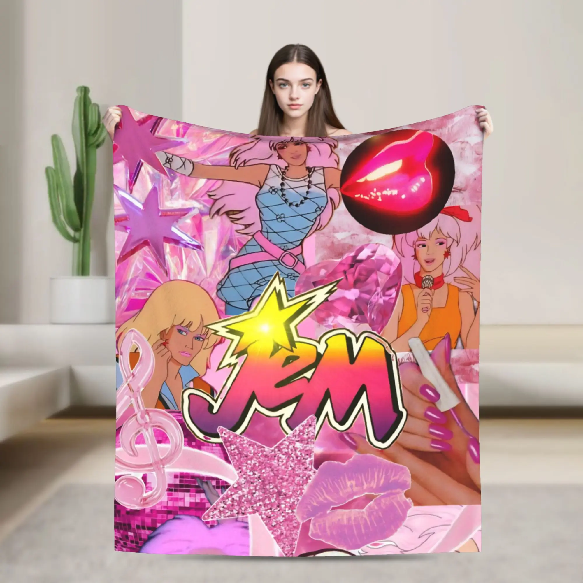 Super Soft Jem And The Holograms Throw Blanket Premium Flannel Fleece Lightweight Bed Blanket Cozy Plush Blankets All Season Use