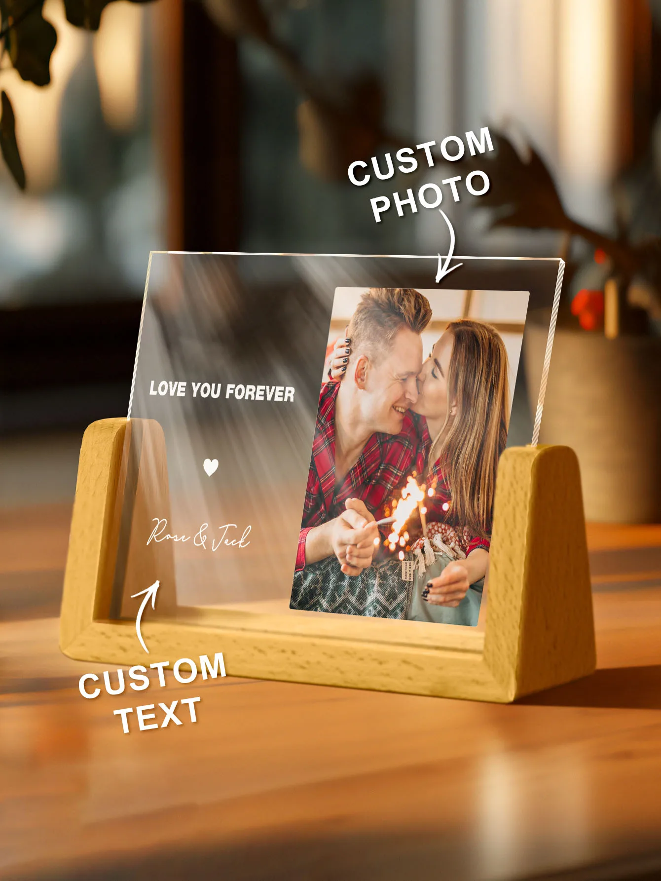 Custom Photo Plaque Personalized Acrylic Picture Frame with Text Custom Gift for Anniversary Wedding Birthday Valentine