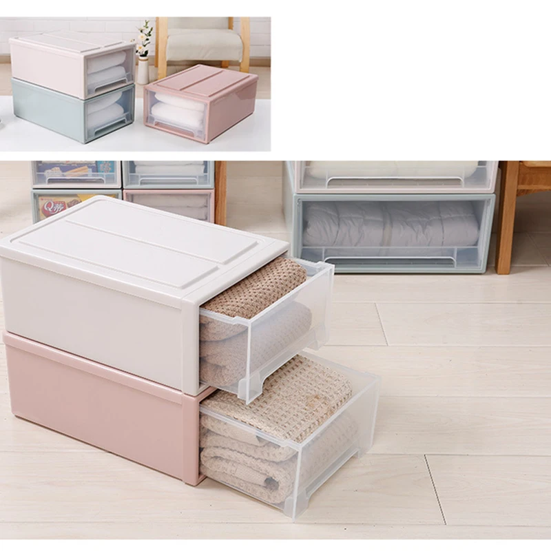 1PC Quilt Storage Box,Organizing Box Drawer Storage Box, Wardrobe, Clothing Storage Box, Plastic Transparent Storage Box