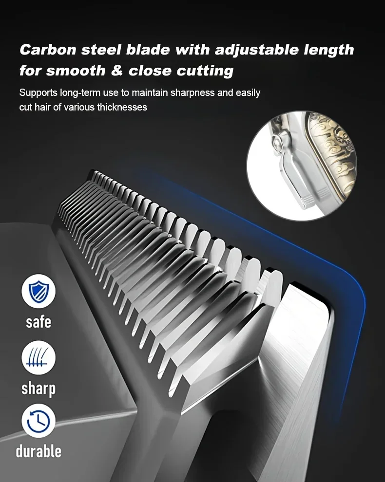 Haarschneidemaschine, Trimmer-Set, kabellose Herren-Haarschneidemaschine, professioneller Bartschneider, Friseurzubehör für Männer, Urlaub – Detail 7