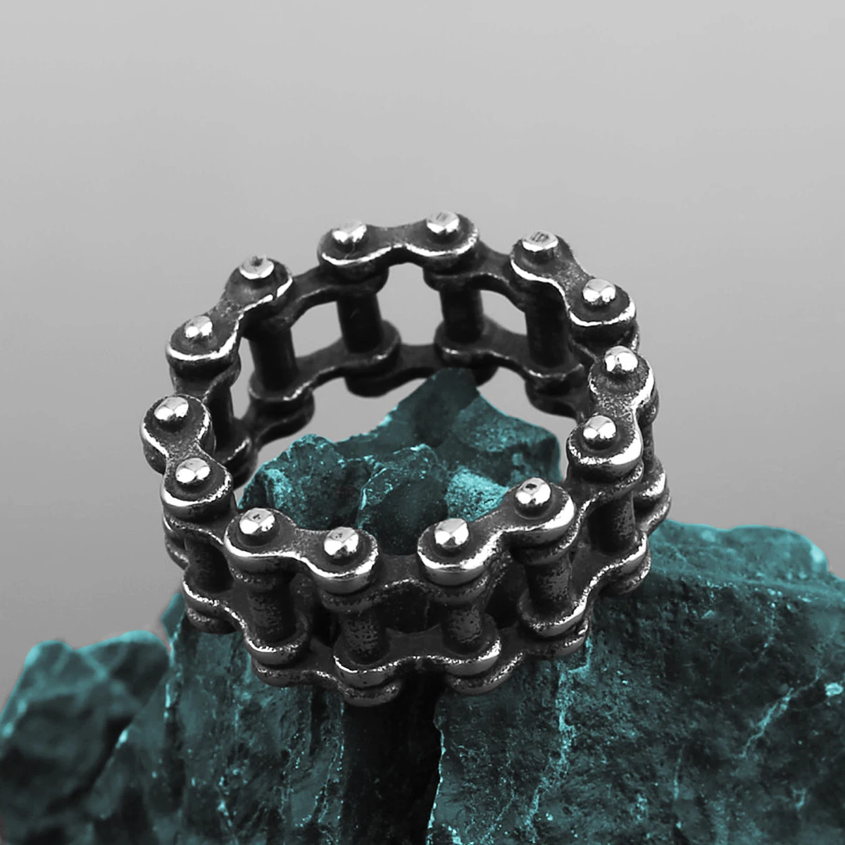 316L Stainless Steel Motorcycle Car Chain Boy Ring Punk Rock Link Men's Motorcycle Ring High Quality Jewelry Wholesale
