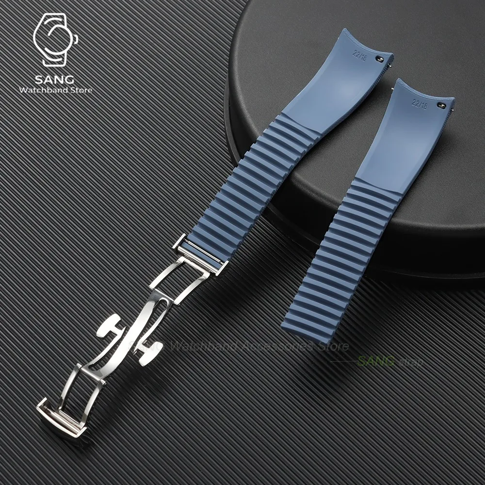 20mm 21mm 22mm Schnellverschluss Uhrenarmband mit gebogenem Ende, neues weiches FKM Fluorkautschuk Uhrenarmband, Herren Armband, universelles Sportarmband – Detail 19