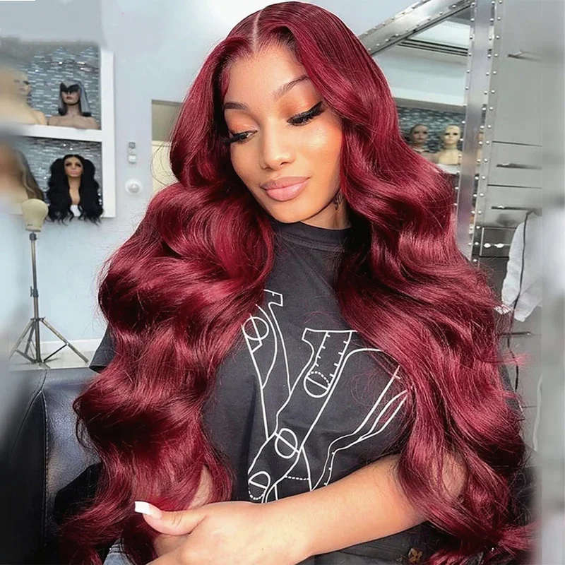 

Loose Wave 13x4 Lace Frontal Wig 99J Burgundy 13x6 HD Lace Front Human Hair Body Wave Wig Glueless Wigs For Women Choice Cosplay