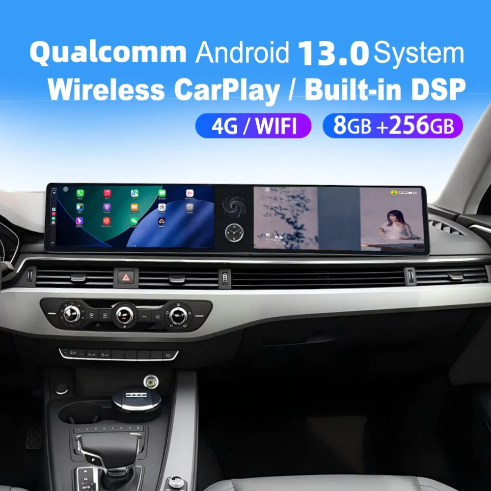 

12.3" Dual Screen Qualcomm Carplay Android Car Multimedia Automotive For Audi A3 2015~2020 GPS Navigation Car Radio Head Unit
