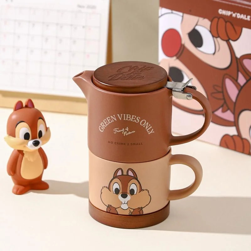 New Disney Chip Dale Creative Simple Cartoon Cute Teapot Gift Exquisite Kawaii Animation Character Ceramic Tea Cup Wholesale