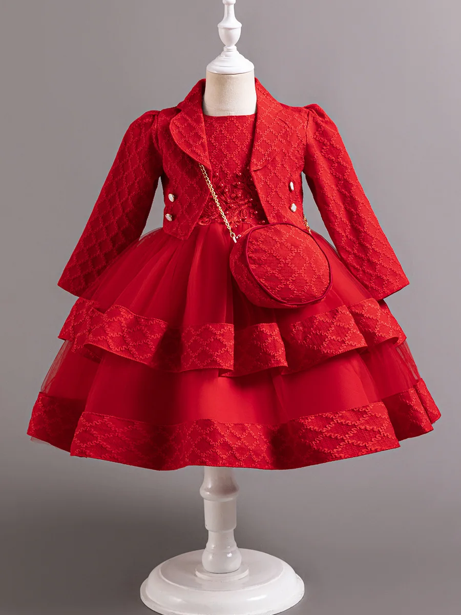 3 Stück Mädchen elegante Kleider Sommer Luxus Schleife Prinzessin Kleider für Mädchen 12 Jahre alte Kinder Taufe Hochzeitskleid Geburtstag Abend – Detail 4