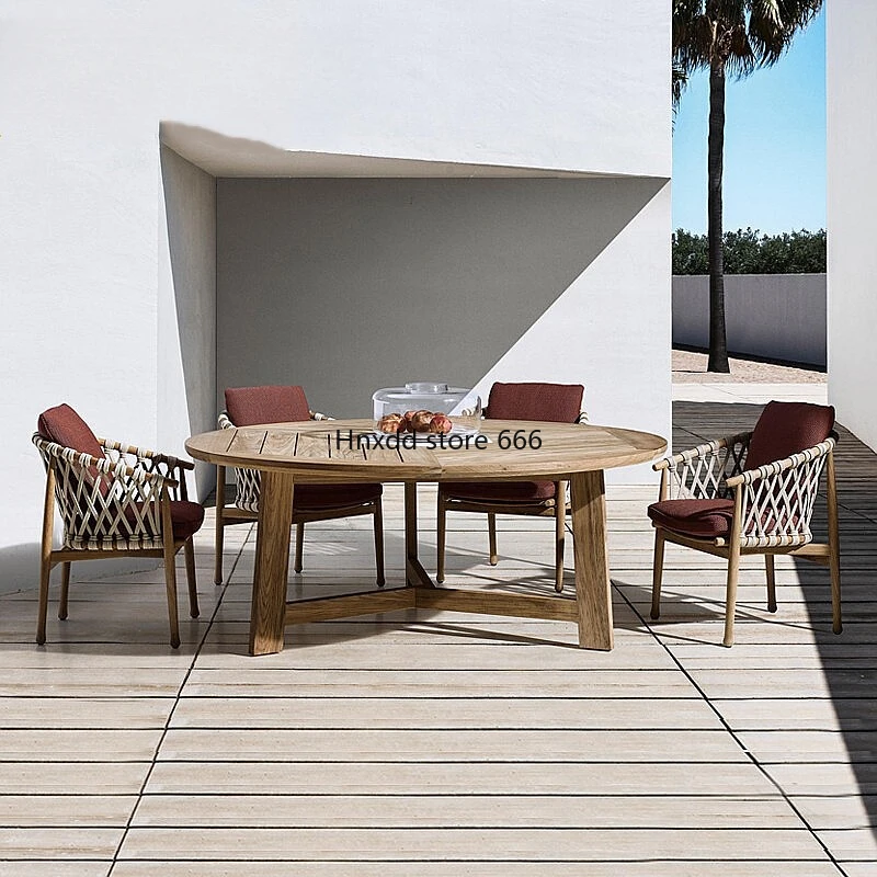 Dining table and chair combination outdoor courtyard B & B preservative wood