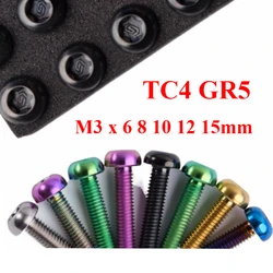 M3 Pitch 0.5 x 6 8 10 12 15mm Multiple Color TC4 GR5 Titanium Alloy A2 T25 Torx Button Head D5.5mm Screw Bolt For Road bike