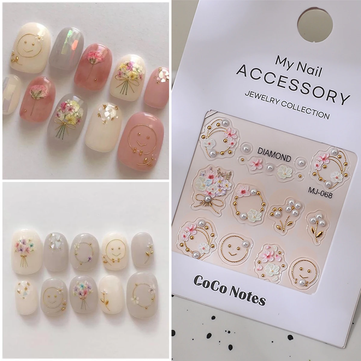 

1Pcs Colorful And Shiny Hot Stamping Fashionable Women'S Irregular Smiling Face Pattern Nail Art Waterproof Relief Sticker