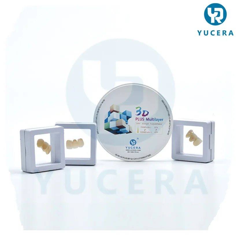 Yucera 3D Plus Multicapa Zirconia Bloque Cad Cam Product Dental Zirconia Discos Para Corona Puente