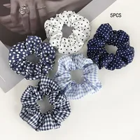 5pcs Polka Dot Hair Ties Elegant Cute Fabric Scrunchies with Flower Prints Sweet Floral Dot Hair Bands Academy Style for Ages - Image 4
