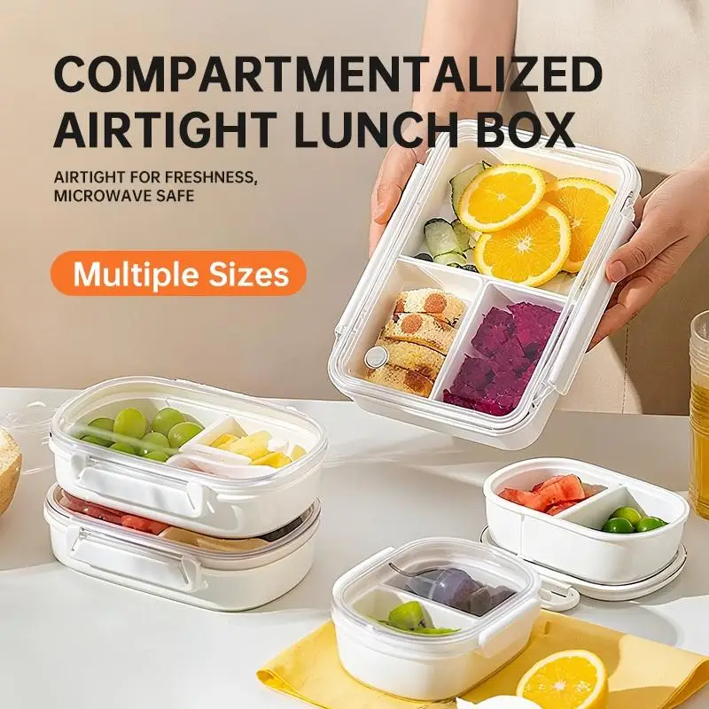 ~Detachable Bento Lunch Box Microwave Safe Keep Fresh Compartments For Fruit Salad Food Storage