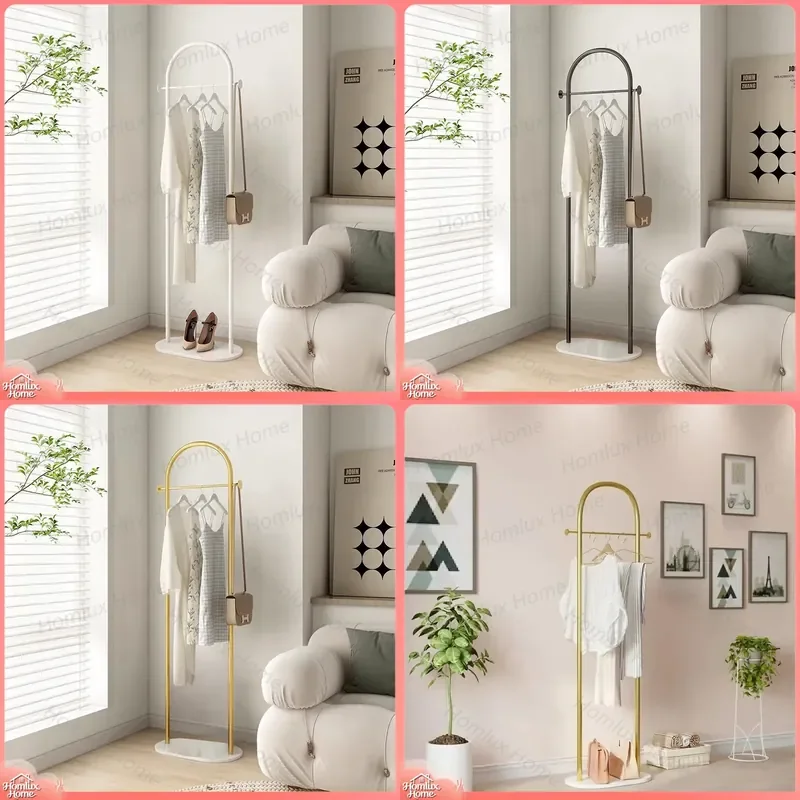 Light Luxury Floor to Ceiling Coat Rack for Bedroom Clothes Hanger Storage Shelf Space Saving Garment Organizer Stand