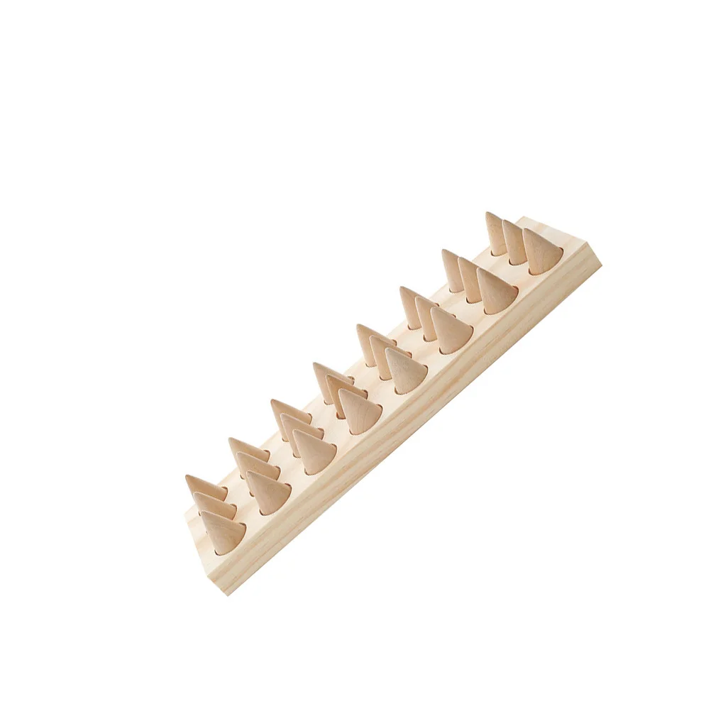

1pc Wooden Ring Holder Stand Natural Finger Ring Display Rack Khaki Cone Shape Rings Organizer Jewelry Display Stand For Bedroom