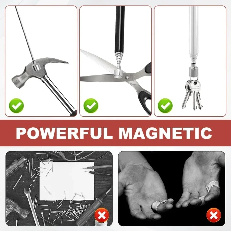 2PCS Telescoping Magnetic Pick Up Tool Handheld Extendable Magnetic Grabber Gadget Portable Magnet Pen Useful for Hard-to-Reach