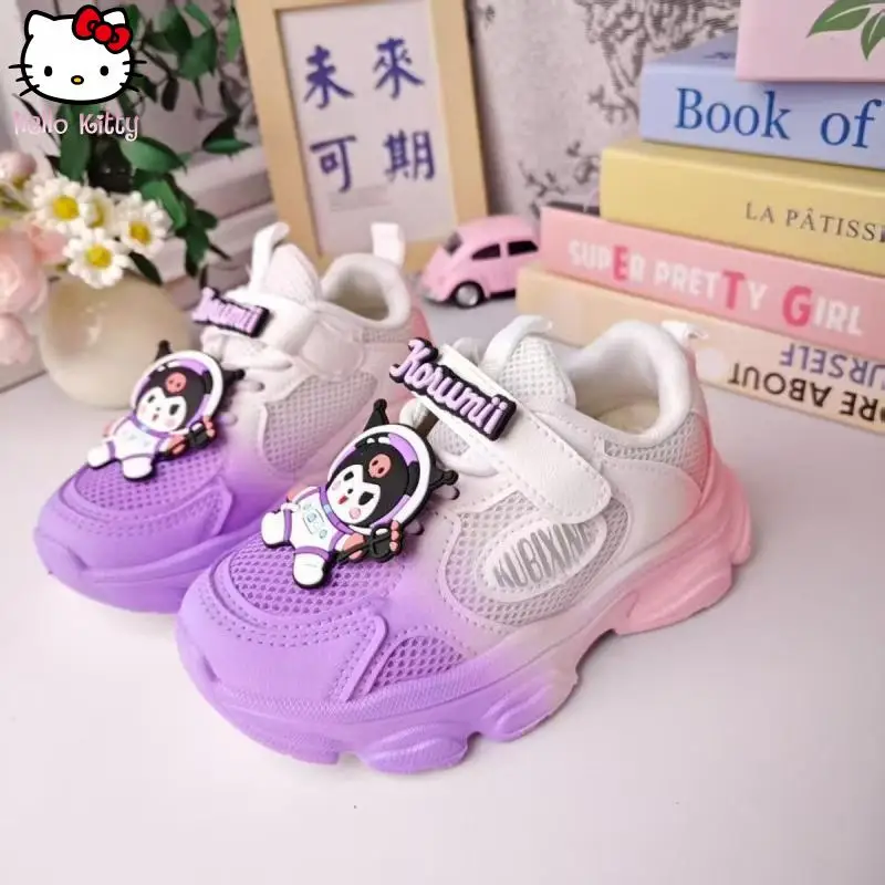 

Kawaii Girls' Sports Shoes Kuromi Spring Autumn New Cartoon Anime Fashion Children's Mesh Breathable Casual Dad Shoes