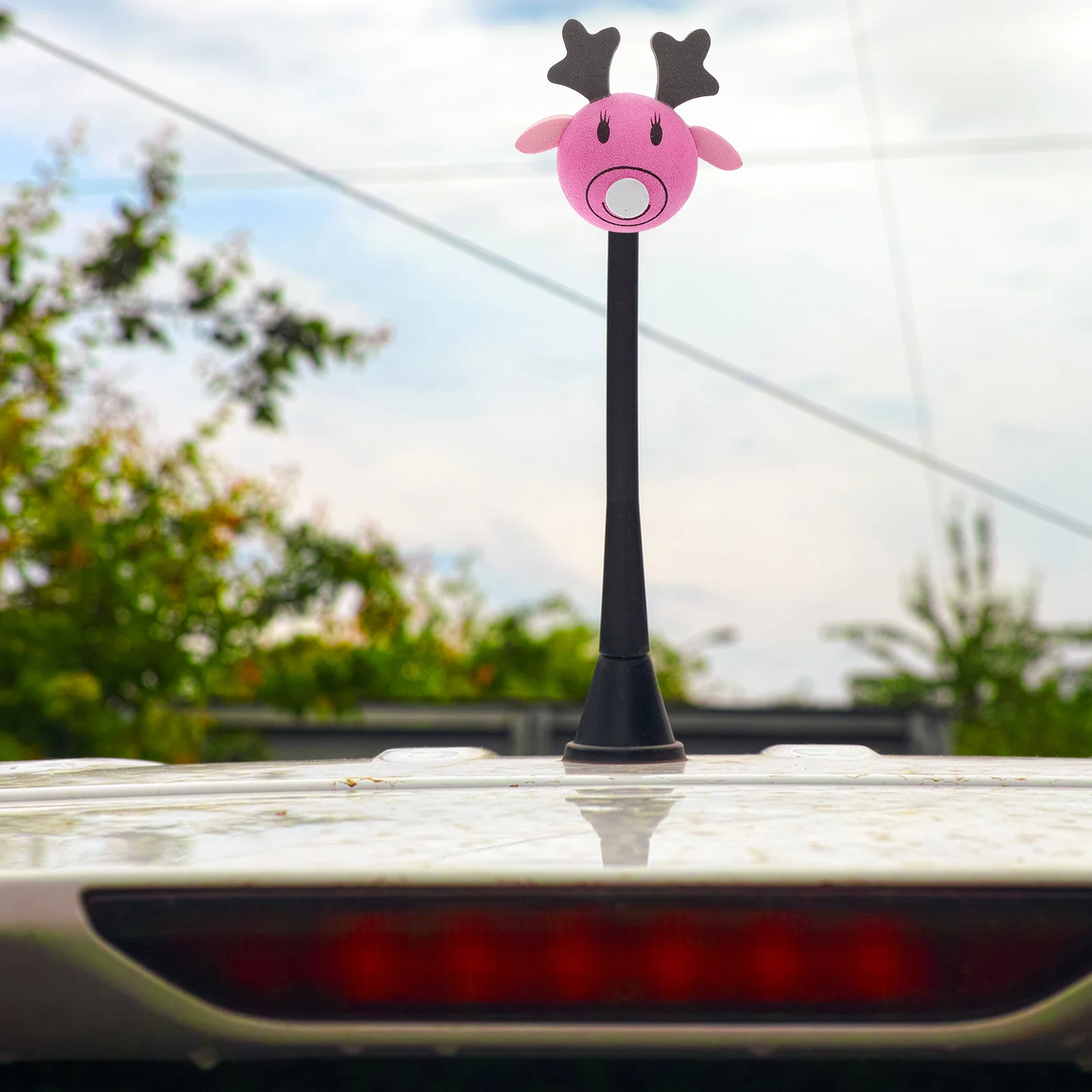 

2pcs Car Antenna Ball Elk Design Durable Eva Material Vehicle Roof Decoration Automotive Exterior Accessory Deer Topper
