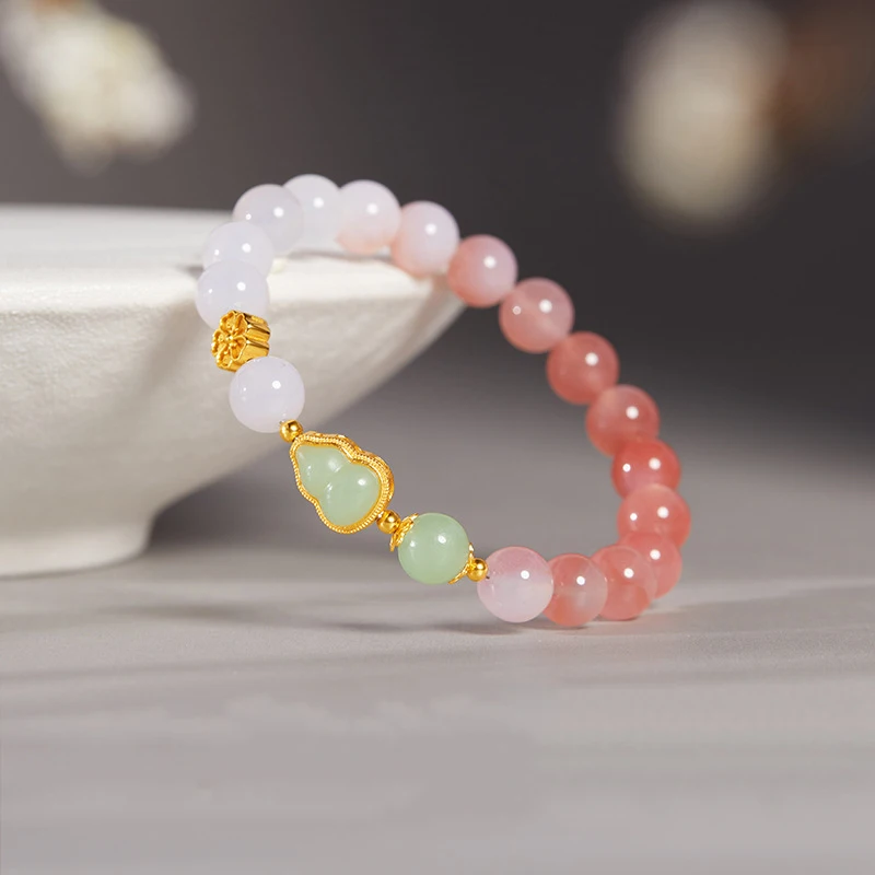 

Счастливая имитация нефрита Хотан, киноварь, красное золото, цвет бусины, натуральный камень, браслет из бисера для женщин, браслет для вечеринки, подарок на удачу