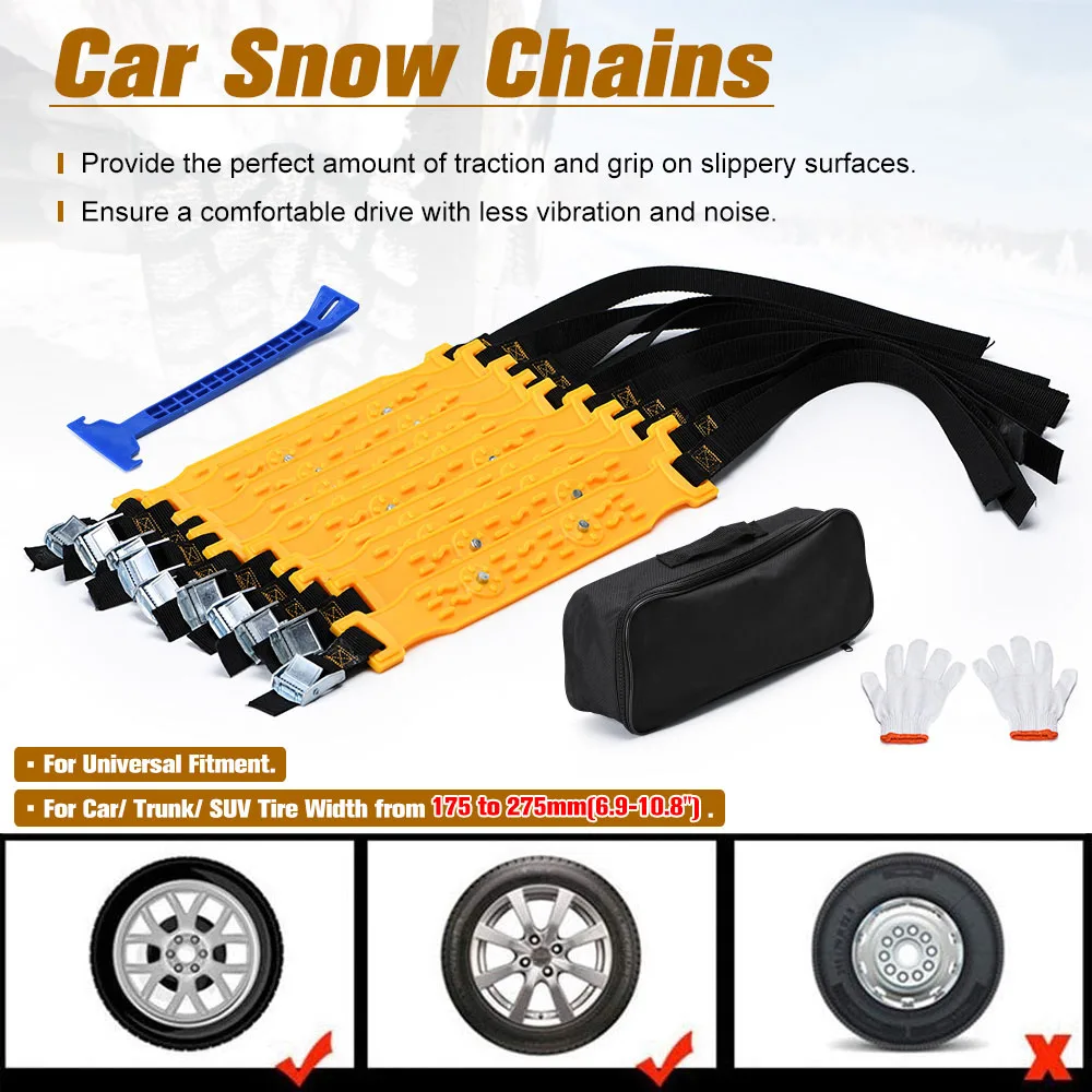 2 Pieces TPU Car Tire Snow Chains Anti-Skip Belt Safe Driving For Most Car SUV VAN Wheel Outdoor Emergency Chain