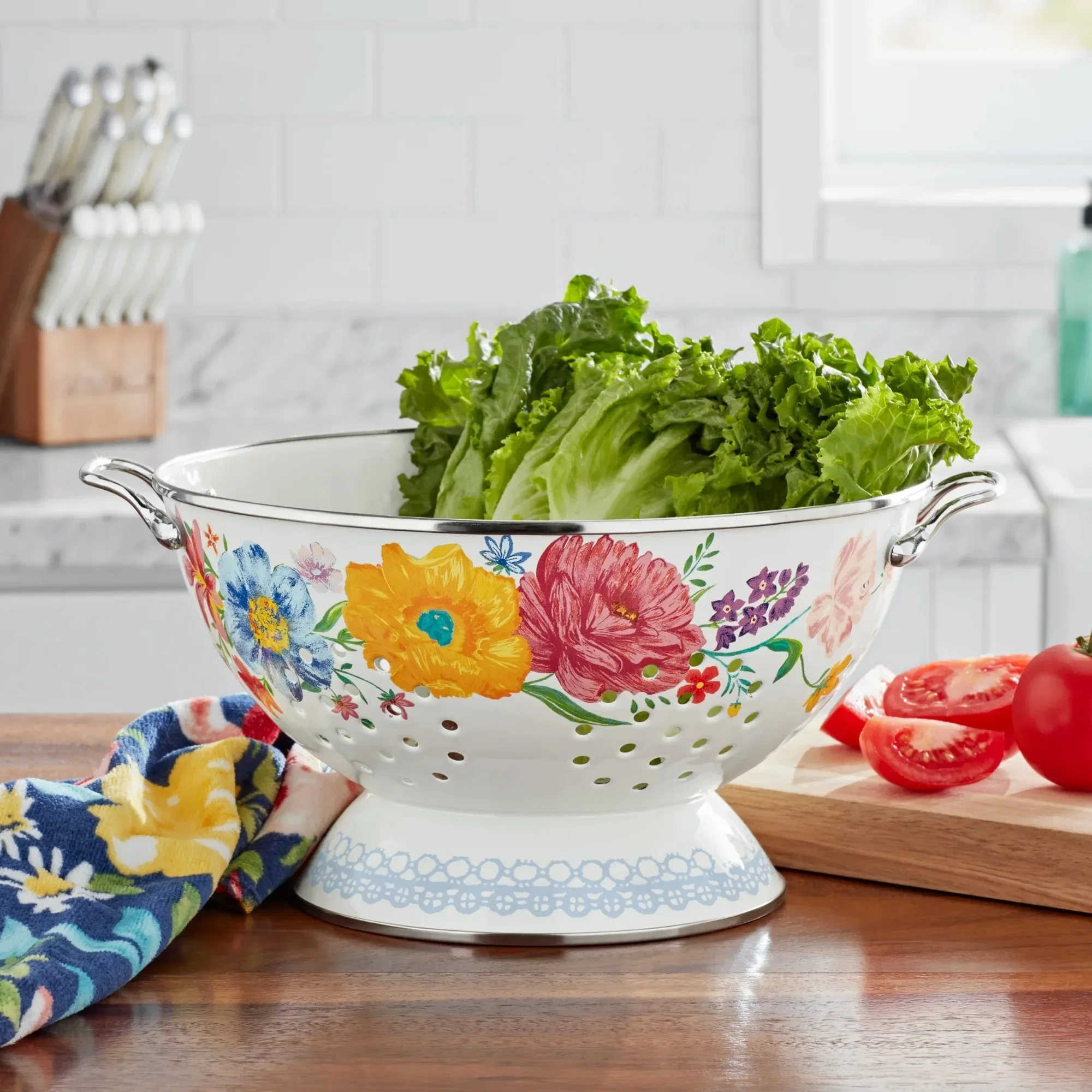 

Brilliant Blooms Enamel on Steel 5-Quart Colander
