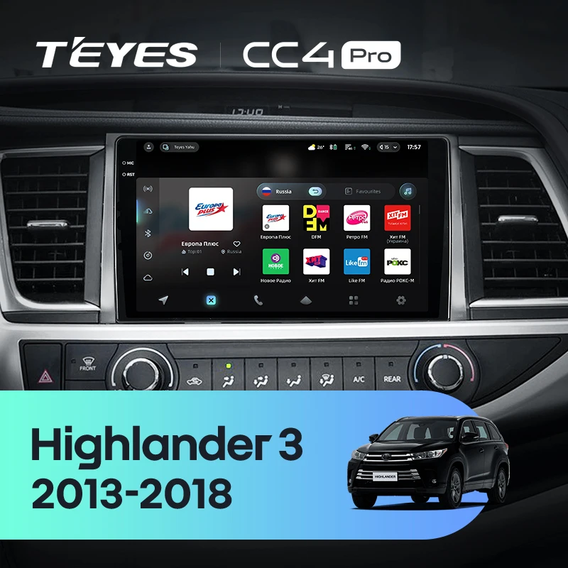 TEYES CC4 PRO For Toyota Highlander 3 XU50 2013 - 2018 CarPlay Android Auto 2DIN Car Play Radio Multimedia Stereo