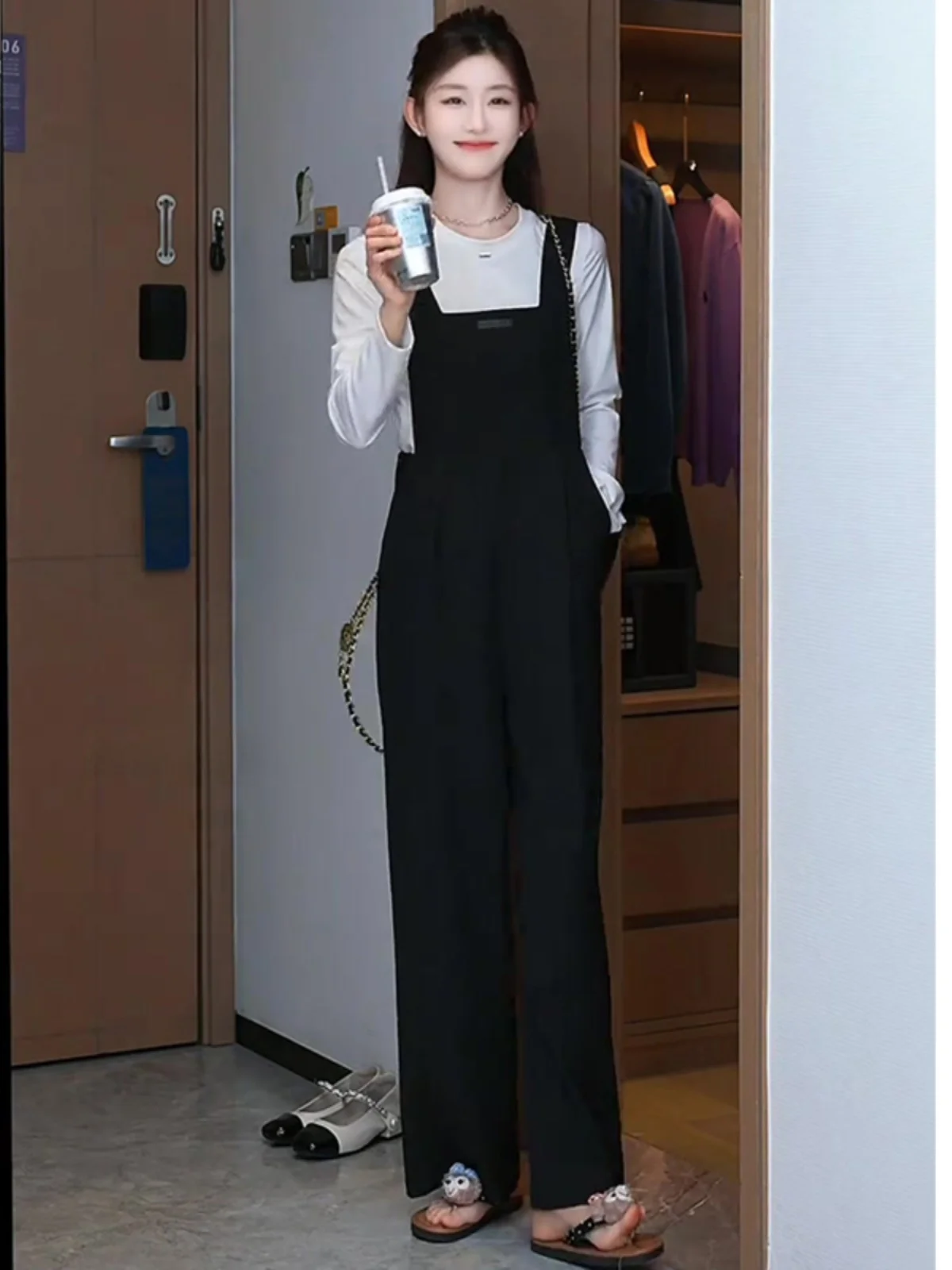 

Женский свободный повседневный комбинезон Donna с широкими штанинами, весенний, для работы, с высокой талией, длинные брюки, элегантный, расслабленный крой, женский комбинезон