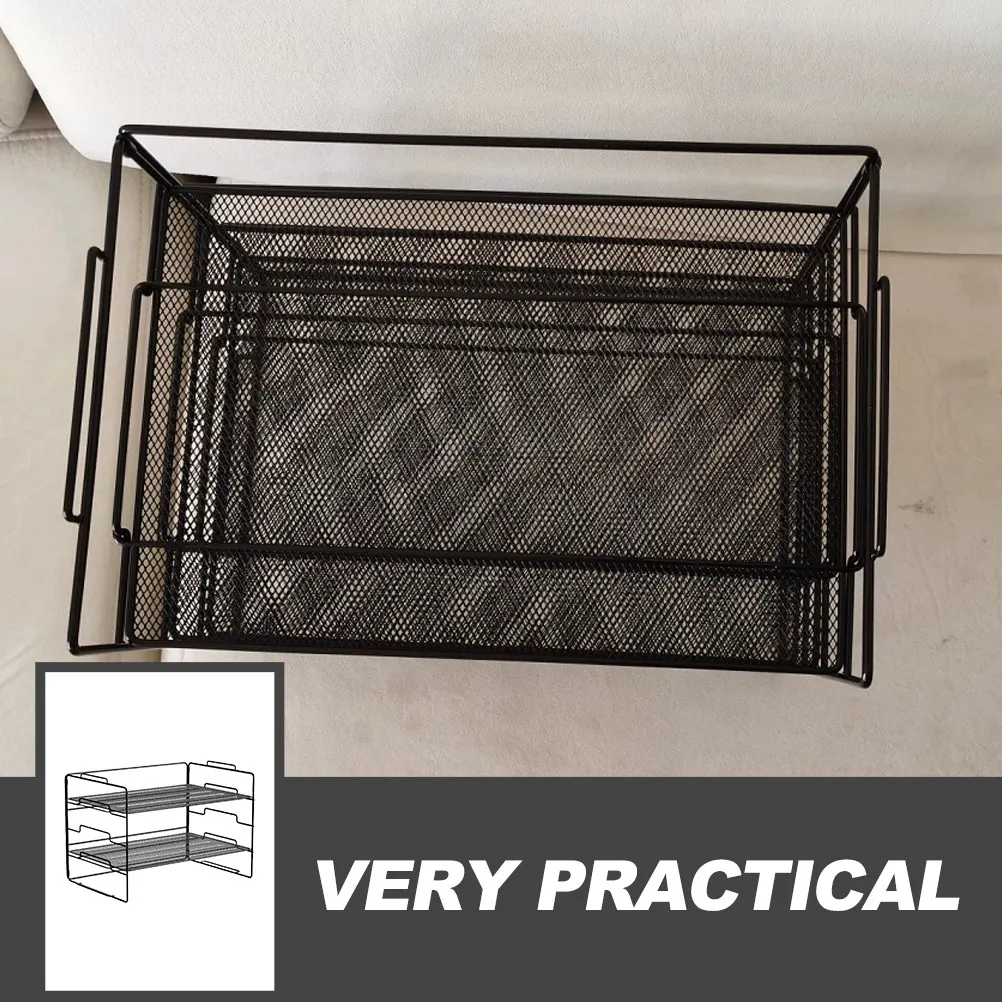 Four-Layer Mesh File Organizer Desktop Document Rack for Office Supplies Stationery Magazines Books Papers Efficient Desk