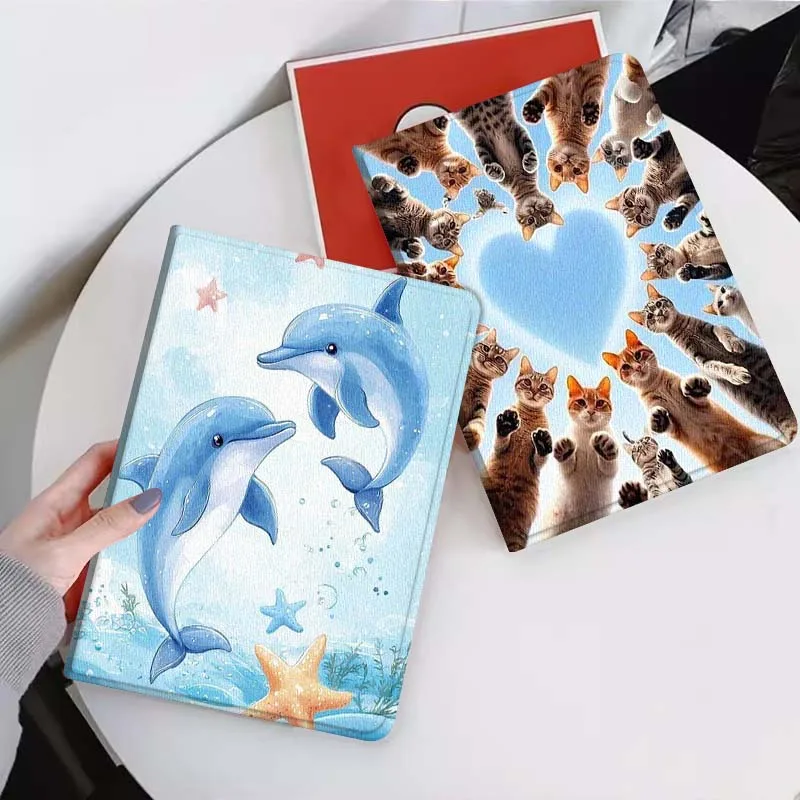 

Чехол для планшета Xiaomi Mi Pad Mini 4 5 6 7 SE Pro Plus Redmi Pad 2 SE 2025 8.8 11 с мультяшным рисунком морской звезды, кошки, акулы, складной, подарок