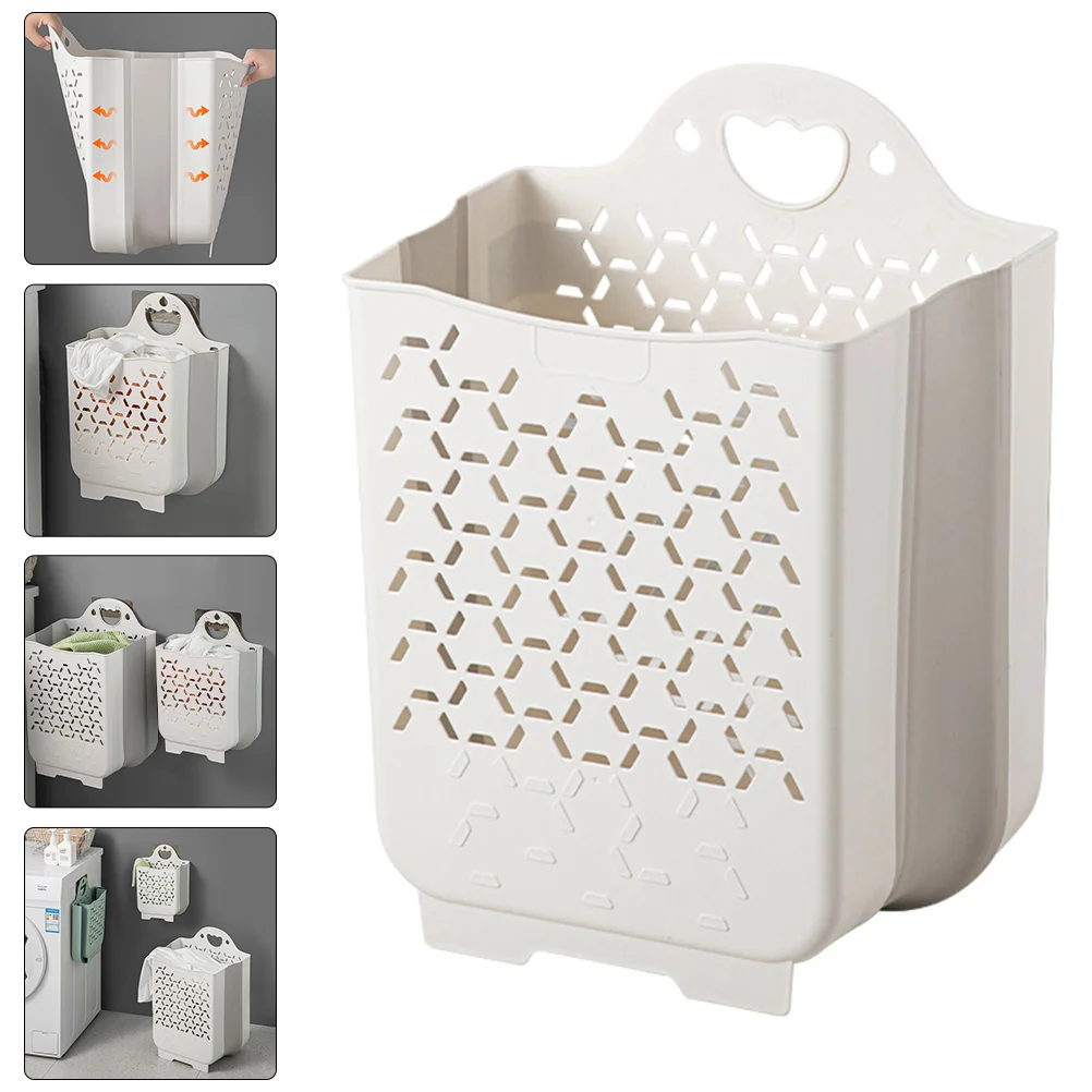 

Wall Laundry Basket Bathroom Hamper Collapsible Wicker Trash Can Fold Clothes Kids for Blankets