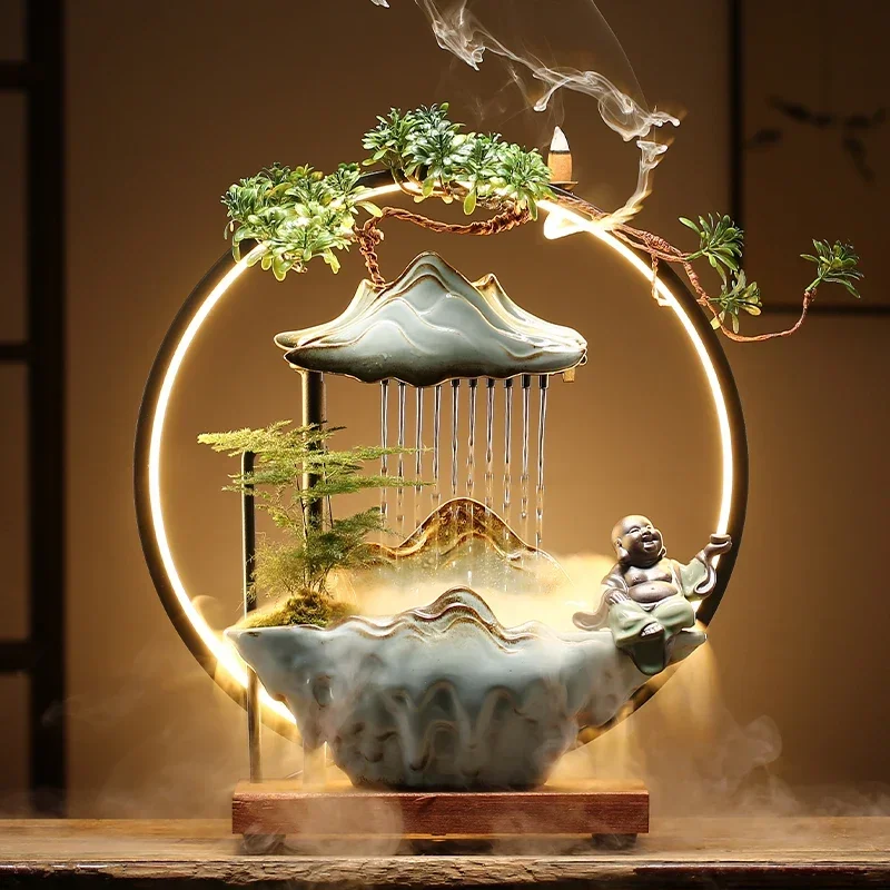 

S Office Waterfall Reflux Incense Ceramic Elegant Fountain Diffuser Chinese Incense Smoke Cascada De Incienso Ramadan Decoratio