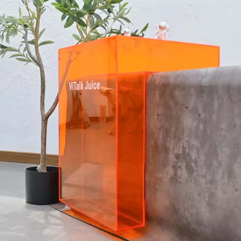 Customized transparent color acrylic L-shaped display stand for fashion store decoration products
